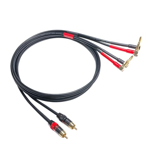 WJSTN RCA Male to Banana Plug Audio Cable, Premium Stereo Audio Cord for Amplifiers, Speakers, Home Theater, Hi-Fi Systems - Gold-Plated Connectors 2Pack (RCA to Right Angle Banana Plug 3FT) - size: RCA to right angle banana plug 3FT