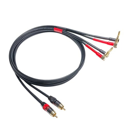 WJSTN RCA Male to Banana Plug Audio Cable, Premium Stereo Audio Cord for Amplifiers, Speakers, Home Theater, Hi-Fi Systems - Gold-Plated Connectors 2Pack (RCA to Right Angle Banana Plug 3FT) - size: RCA to right angle banana plug 3FT