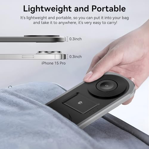 3 in 1 Fast Wireless Charger Stand for iPhone, Foldable Travel Charging Station for Magsafe for iPhone 17/Air/16/15/14/13/12 Series, Apple Watch Serie, AirPods pro/2/3/4, 2025 Christ mas Gifts (Black) - color: Black