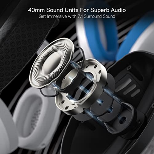 Redragon H848 BT Wireless Gaming Headset - Lightweight - 7.1 Surround Sound - 40MM Drivers - Detachable Microphone - Multi Platforms for PC, PS5/4/3, Switch, Mobile - color: Black