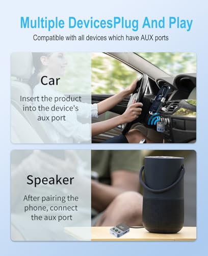 Bluetooth 5.3 Transmitter Receiver, 2-in-1 Adapter for Airplane, Bluetooth Transmitter for 3.5mm Aux Jacks Headphone, TV, Home Stereo, Speakers, Headphone, Car, Dual Connection