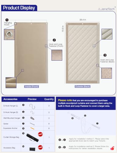 JaneTech Soundproof Curtains for Bedroom, Studio & Home Office, Sound Dampening Acoustic Curtain with Soft Velvet Backing, Noise Reducing Room Divider Panel,70.9 x 39.4 Inch, Oatmeal Sand - color: Oatmeal Sand, size: 70.9 X 39.4 Inches