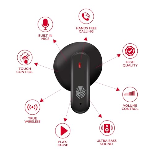 RCA Wave-78 True Wireless Earbuds, Bluetooth 5.2 Headphones with Microphone, Charging Case, 20H Playtime, Hi-Res Audio, Sweat Resistant, Compact in-Ear Design, Noise Cancelling, Black - color: Black