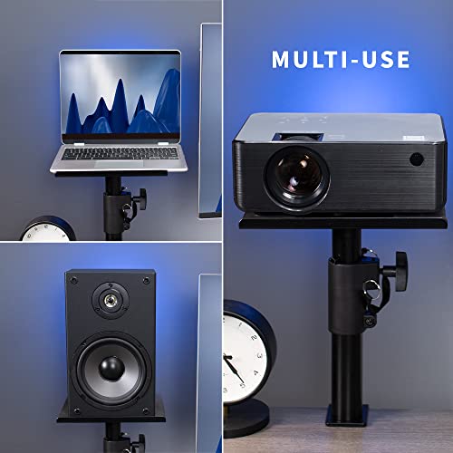 VIVO Clamp-on Speaker Stand Desk Mount Set, 10 x 9 inch Trays, Height Adjustment and Tilt, Universal Audio Holders for Computer and Bookshelf Speakers, Elevated Sound, 2 Pack, Black, MOUNT-SP01CB - color: Black