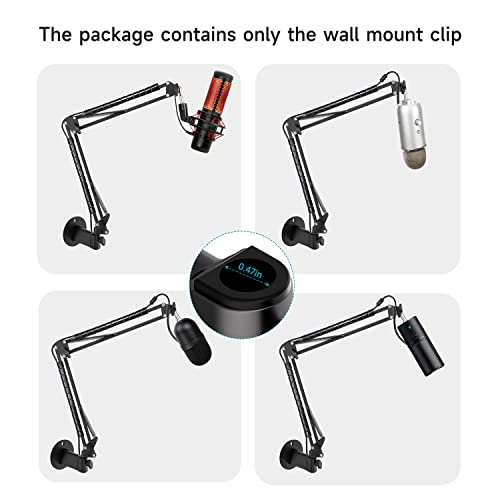 YOUSHARES Wall Mount Boom Arm - Microphone Holder for Stand, Vertical Surface Mount and Freely Swiveling Metal Clip Suitable for Saving Desk Space, Mic Stand Accessories