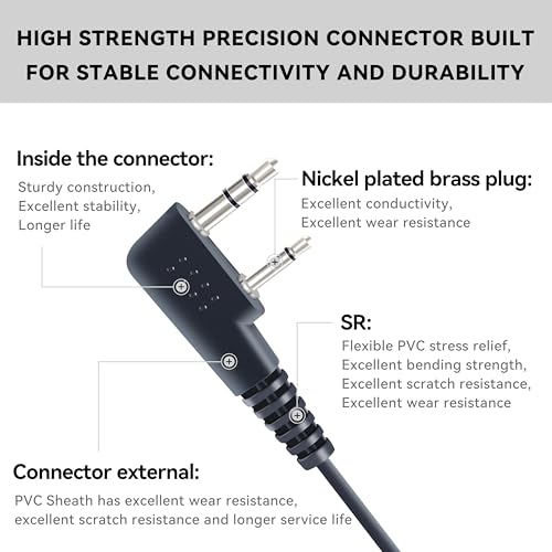 Walkie Talkie Earpiece with Mic Nylon Braided Design,2 Way Radio Earphones with Cord for Kenwood,Headphones for Police Radios - size: 1_PACK