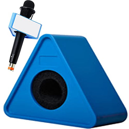 Custom Microphone Logo Live Equipment Box Cube Triangle Interview Box Karaoke mic Flags(Blue Triangle) - color: blue triangle