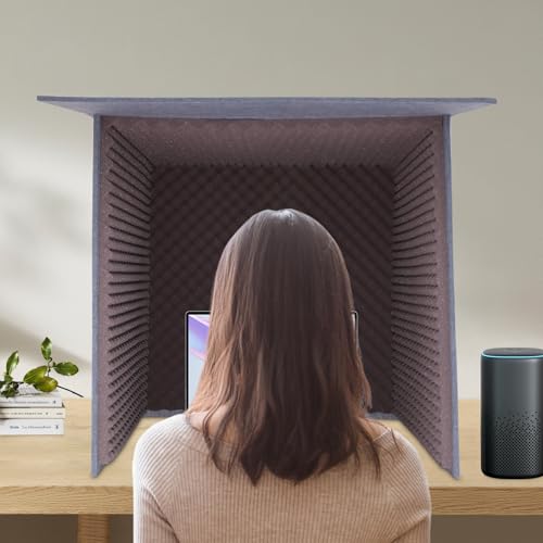 Desktop Soundproof Cover, Isolation Booth, Vocal Sound Absorbing Shield, Portable Vocal Recording Booth, Sound Proof Foam Room, Microphone Isolation Booth Cube, for Office, Home Studio (Purple)