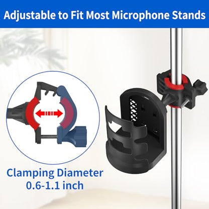 Adjustable Mic Stand Drink Holder with 360° Rotate Microphone Stand Cup Holder - Universal Water Bottle Holder Clamp On Cup Holder for Mic Stand, Music or Drum Stands to Holds Cups, 1 Pack - size: 1 Pack