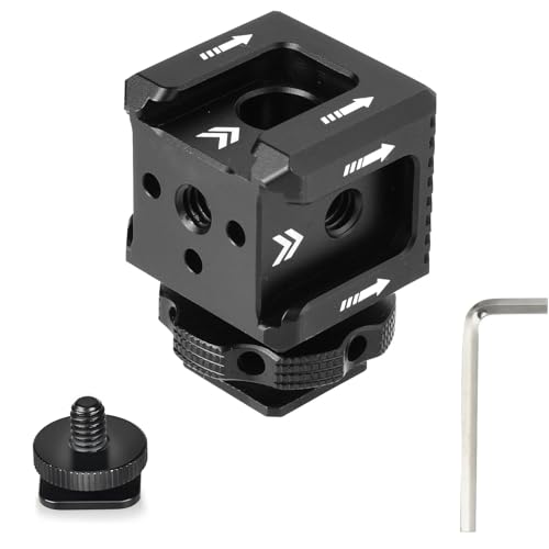 Triple Cold Shoe Mount with 1/4"-20 Thread 3 Port Cold Shoe Mount for Microphone LED Flash Light Monitor