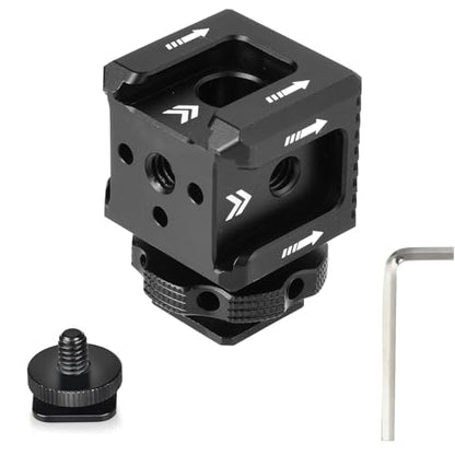 Triple Cold Shoe Mount with 1/4"-20 Thread 3 Port Cold Shoe Mount for Microphone LED Flash Light Monitor