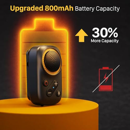 AA AUDIO ACCESSORY Wearable Bluetooth Speaker Clip On-Upgraded 800mAh Battery for 20 Hours Playtime, Waterproof Small Wearable Wireless Speaker with 120dB Loud Mic for Golf, Hiking, Jobsite - Black