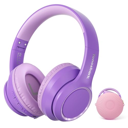 TONOSHARK Kids Bluetooth Headphones with ANC for School Travel Gift | Wireless Over-Ear Headphones for Boys Girls, Foldable, Adjustable, Safe Volume, 40H Playtime, Mic for School Travel - color: Purple