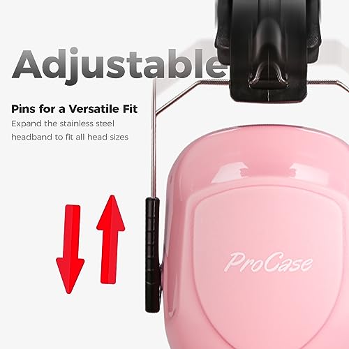 ProCase NRR 28dB Noise Reduction Ear Muffs, Foldable Adjustable Noise Cancelling Headphones - color: 1 - Pink