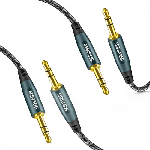 2-Pack 3.5mm Male to Male Stereo Audio Cable Strong Nylon Braided TRS Stereo Hi-Fi Sound AUX Cord for Car, Headphones, Speakers, Smartphones, Home Stereos (4 Feet/1.2m) - size: 4 FT / 2PACK