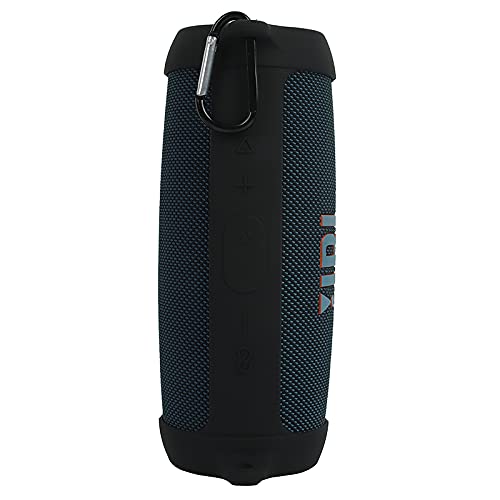 Protective Silicone Case Cover for JBL Charge 5 Bluetooth Speaker Soft Carrying Skin Sleeve with Shoulder Strap & Carabiner,Speaker Accessory (Black) - color: black