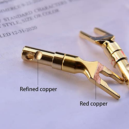 Arklove 1pcs 10ft 14awg Premium Heavy Duty Braided Wire Dual Banana to Y-Type Gold Plated Plug Speaker Cable OFC Oxygen-Free Copper - size: 10ft