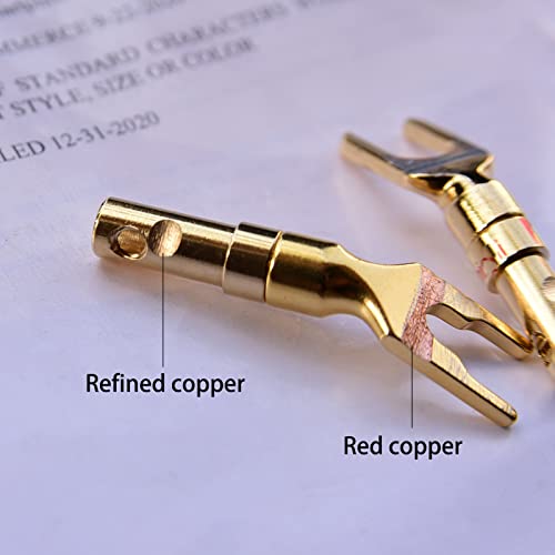Arklove 1pcs 15ft 14awg Premium Heavy Duty Braided Wire Dual Banana to Y-Type Gold Plated Plug Speaker Cable OFC Oxygen-Free Copper - size: 15ft