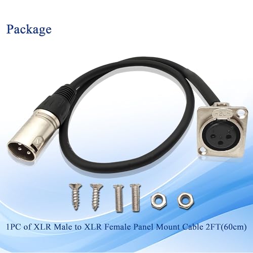 XLR Patch Cable XLR Male to Female Panel Mount Patchbay Cable for Floor Box, Stage Box 2ft 1pc - style: 1PC XLR Female Panel Mount to XLR Male