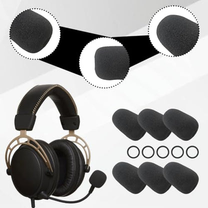 New 6-Pack Foam Windscreen Compatible with HyperX Cloud Chat Headset Microphone, High-Density Pop Filter Replacement Covers