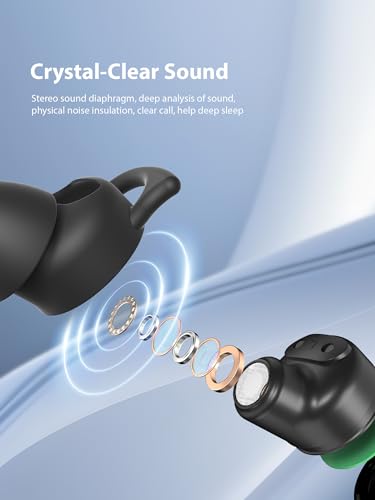 Sleep Headphones, Invisible Sleep Earbuds for Side Sleepers (Green) | Small Noise Blocking Sleep Earphones, Bluetooth 5.3 Tiny Hidden Earbuds for Work,Sleeping - color: Green