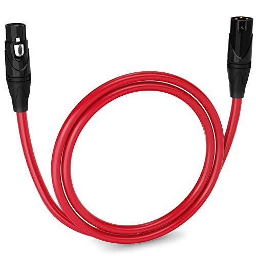 LyxPro 3 ft Balanced XLR Mic Cable, Male to Female, Red - color: Red, size: 3 Feet Straight