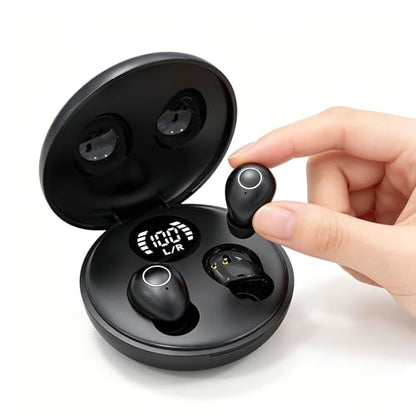 Sleep Earbuds for Side Sleepers, Ultra-Mini Wireless Bluetooth 5.4 Sleep Headphones, Hidden Noise Reducing Earplugs for Sleep, Work Invisible Ear Buds Headphones (Black) - color: Black