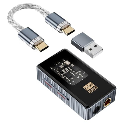 Headphone Amplifier, Portable Hi-Res Audio Amp with 4.4mm & 3.5mm Outputs, PCM 768kHz/DSD256 Support, Volume Control for Android, iOS, Mac & Windows