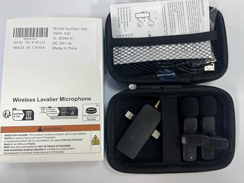 HMKCH Dual Wireless Lavalier Microphones for iPhone Android Camera Laptop PC, 4 in 1 Wireless Lapel Mic for Video Recording Vlog, YouTube, TikTok