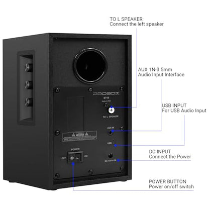 Powered Bookshelf Speakers HiFi Computer Gaming Monitors with Bluetooth 5.3 & 24-Bit USB DAC Stereo Speaker PC Speakers 3.5" Woofer,1" Silk Dome Tweeter, Adjustable Bass/Treble BT16-Black - color: Black