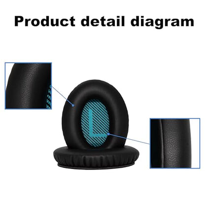 Replacement Ear Pads - Compatible with QuietComfort 35 & QC35 ii Headphones,Soft Protein Leather, Premium Noise Cancelling Earpads, Durable & Comfortable Ear Cushions (QC 35-Black&Blue) - color: QC 35-Black&Blue