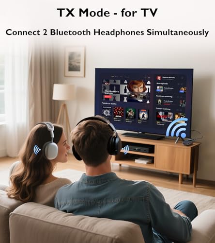 Bluetooth Transmitter for TV to 2 AirPods/Bluetooth Headphones | Clip-On Bluetooth Receiver for Car Handsfree Call, Clip-On AUX Bluetooth Adapter for Airplane, TSNAM