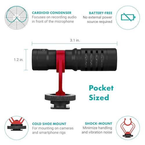 Movo VXR10 Universal Shotgun Mic for Camera | Camera Microphone for DSLR, iPhone, Android - Directional Shotgun Mic for Canon, Nikon, Sony - Vlogging & Video