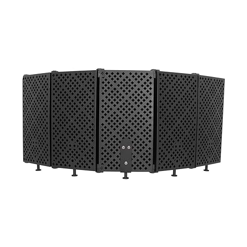 Yinhing Microphone Isolation for Studio Recording Foldable Sound Absorbing Foam Reflector 5 Panel Acoustic for Clear Voice