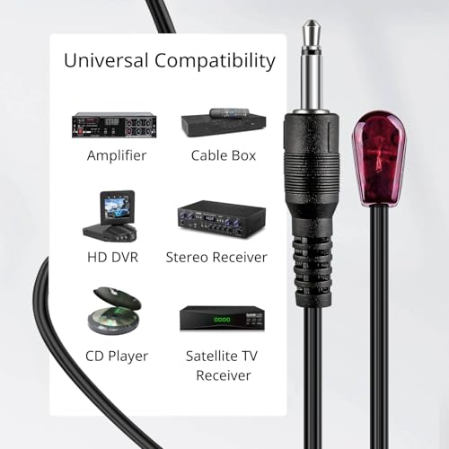 TNP 듀얼 IR 이미터 케이블, AV 수신기 및 TV용 3m 3.5mm 익스텐더 | 케이블 박스, Xbox One 및 숨겨진 홈 시어터 장치용 2개의 접착 눈이 있는 적외선 블래스터 연장 케이블 - size: 1 IR Eye Emitter