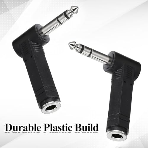 2 Pack 1/4 Male to 1/4 Female Right Angle TRS Audio Adapter, 6.35mm 90 Degree Plug Adapter Male to Female Audio Stereo Headphone Converter Connector Compatible with Tablets Headset Guitar