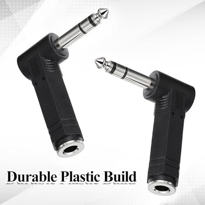 2 Pack 1/4 Male to 1/4 Female Right Angle TRS Audio Adapter, 6.35mm 90 Degree Plug Adapter Male to Female Audio Stereo Headphone Converter Connector Compatible with Tablets Headset Guitar
