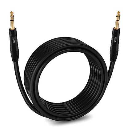 LyxPro 25 Feet ¼ TRS to ¼ TRS Balanced Audio Cable, Superior Signal Transfer, High Frequency, Noiseless, Durable & Flexible Patch Cable, Heavy Duty, for Microphone, Speaker, Male to Male - size: 25 Feet