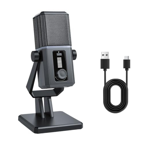 ELUTENG USB Gaming Microphone RGB Lighting Noise Cancelling | PC Streaming, 5ft USB to USB-C Cable, Desktop Mic, Podcasting, Singing, Recording, Meeting