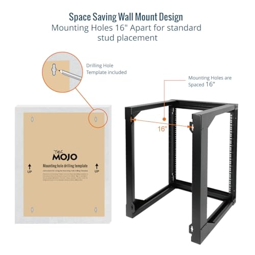 Tecmojo 12U Wall Mount Server Rack, Open Frame Network Rack for 19" Computer/AV/Data/IT/Media Equipment, 18" Depth, 16" Apart Mounting Holes, Swing Gate, Square and Tapped Holes - size: 12U/18" Depth (New)