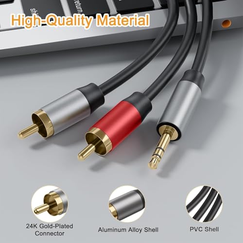 Vancle 3.5mm to 2RCA Cable, 4.9ft Aux to 2RCA Headphone Male to Male Headphone Jack Adapter, HiFi Stereo 1/8 Y Splitter Auxiliary Cord for Phones, Speakers, Tablet, MP3, Amplifiers, HDTV