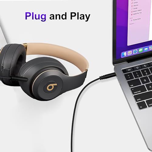 Beats Headphones Replacement Audio Cable Wire 3.5mm to 3.5mm (No Mic) - color: Black