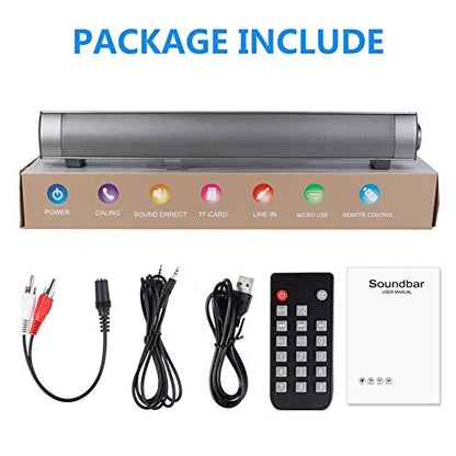 TOPROAD Sound Bar, Bluetooth 5.0 Wired/Wireless Speaker, Built-in Mic | 2.0 CH Surround, 3 Modes, Touch/Remote Control, Suitable for Cell Phone/Tablet/Projector/TV with BT, AUX/RCA Output