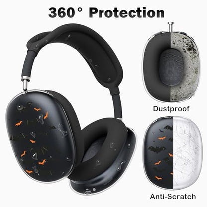 for AirPods Max Headphones Halloween Ear Covers for AirPods Max 2 | Cool Bat Clear Ear Cups Cover | Black Silicone Ear Pad Case Headband Cover for Apple AirPods Max 2/1 (2026/2024/2020) - color: Bat A/Black