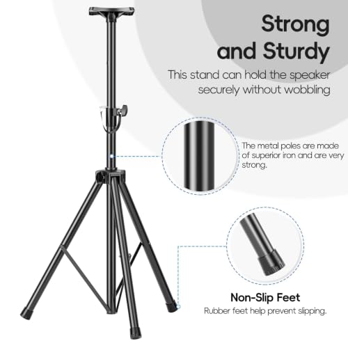 EMART PA 스피커 스탠드, 휴대용 가방과 한 쌍, 높이 조절 가능 99.1-195.6cm(39-77인치) | 콘서트, 음악 및 파티를 위한 장착 브래킷이 있는 전문가용 튼튼한 Dj 삼각대 - 63.5kg(140파운드) 지지
