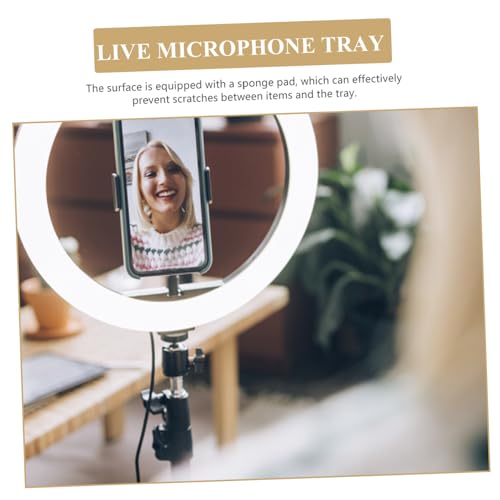Sound Card Tray Speaker Table Clamp-on Rack Tray Phone Tripod with Microphone Guitar Pick Speaker Mount Kickstand for Cell Phone Shelf for Speaker Stand Drum Machine Desktop Metal