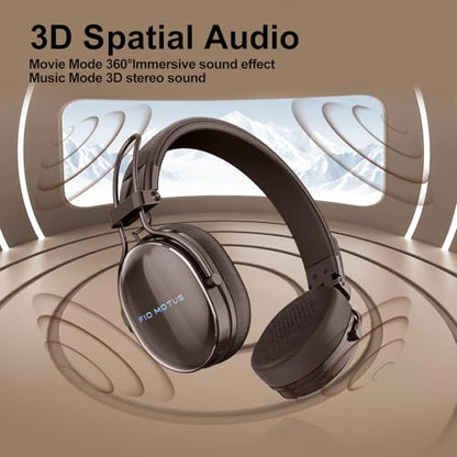Active Noise Cancellation Wireless Bluetooth On-Ear Headphones:with - Hi Res Sound Up to 55H Battery Life, Lightweight, Comfortable, Foldable Design, for Home Office Travel, Dark Brown - color: Dark brown