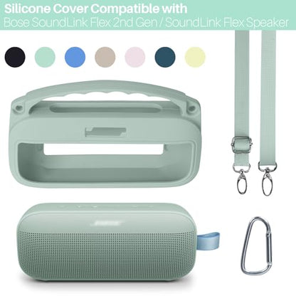 Lebakort 2nd Gen Silicone Cover Compatible with Bose SoundLink Flex 2nd Gen/Bose SoundLink Flex Portable Speaker (Alpine Sage Cover) - color: Alpine Sage Cover