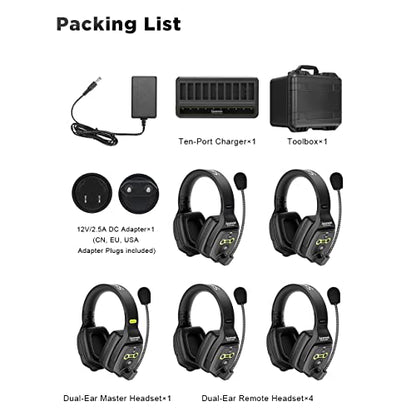 Saramonic 5-Person Full-Duplex 1.9GHz Wireless Headset Intercom System with Hard Case (WiTalk-WT5D) - size: 5-Person Dual-Ear System