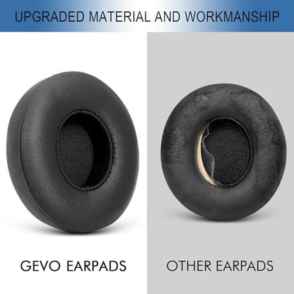 GEVO Ear Pads Replacement for Beats Solo 4 Wireless On-Ear Headphones, Earpads Ear Cushions for Solo 4 with Soft Protein Leather, Stronger Adhesive Backing (Black) - color: Black